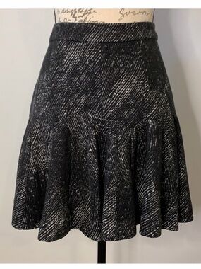 Banana Republic jacquard flounce circle skater skirt back zip 6